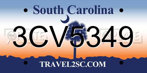 3CV5349 South Carolina License Plate