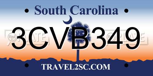 3CVB349 South Carolina License Plate