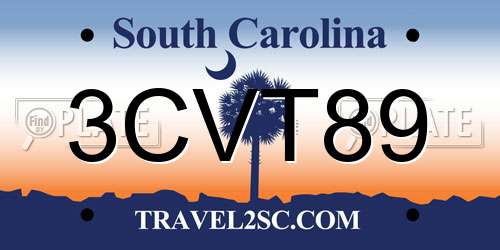 3CVT89 South Carolina License Plate