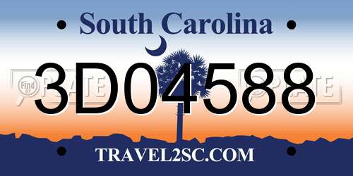 3D04588 South Carolina License Plate