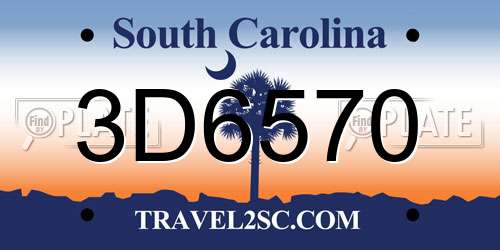 3D6570 South Carolina License Plate