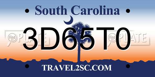 3D65T0 South Carolina License Plate