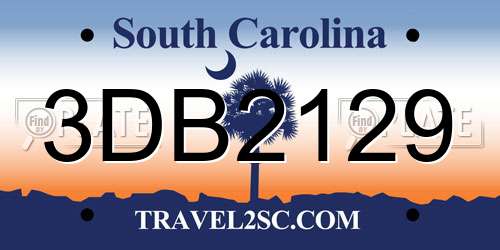 3DB2129 South Carolina License Plate