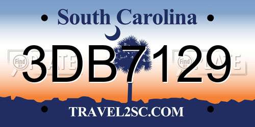 3DB7129 South Carolina License Plate