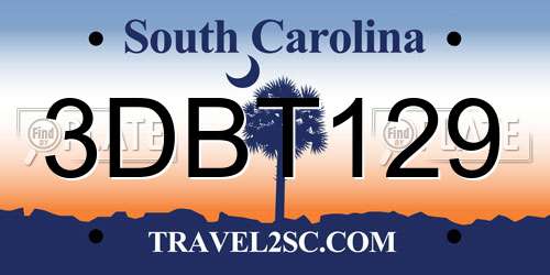3DBT129 South Carolina License Plate