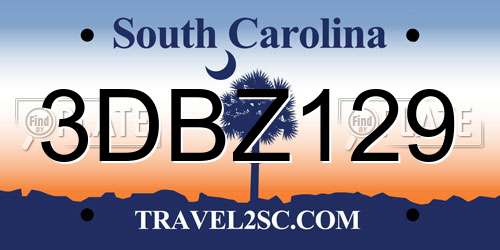 3DBZ129 South Carolina License Plate