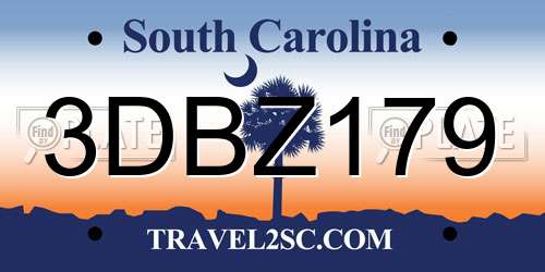 3DBZ179 South Carolina License Plate