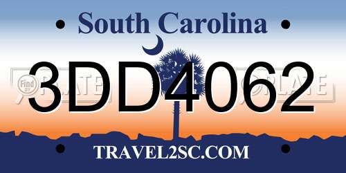 3DD4062 South Carolina License Plate