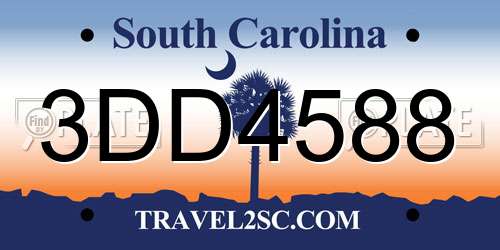 3DD4588 South Carolina License Plate