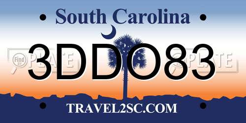 3DDO83 South Carolina License Plate