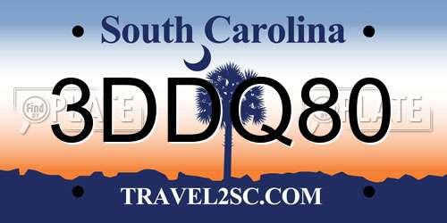 3DDQ80 South Carolina License Plate