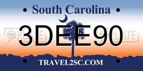 3DEE90 South Carolina License Plate