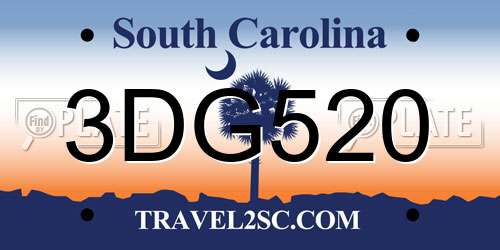 3DG520 South Carolina License Plate