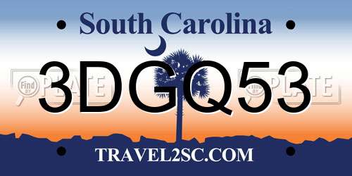 3DGQ53 South Carolina License Plate