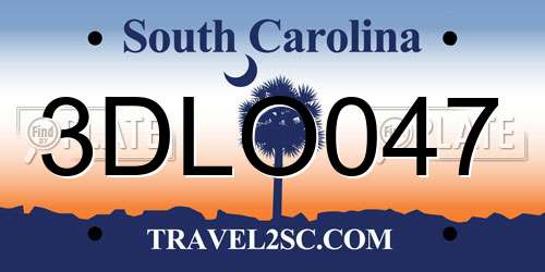 3DLO047 South Carolina License Plate