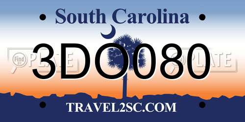 3DO080 South Carolina License Plate