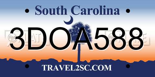 3DOA588 South Carolina License Plate
