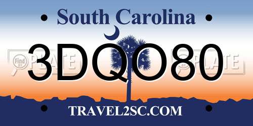 3DQO80 South Carolina License Plate