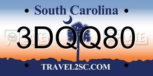 3DQQ80 South Carolina License Plate