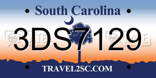 3DS7129 South Carolina License Plate