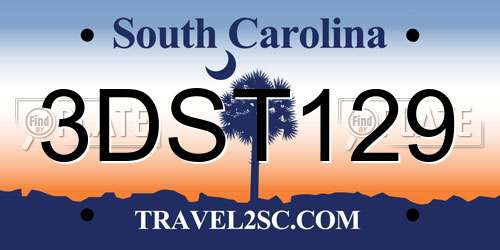 3DST129 South Carolina License Plate