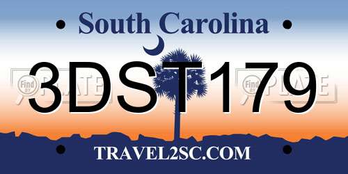 3DST179 South Carolina License Plate