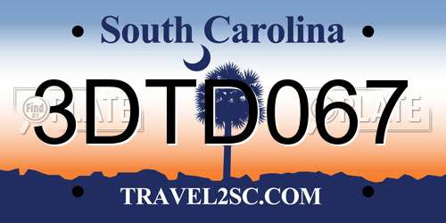 3DTD067 South Carolina License Plate