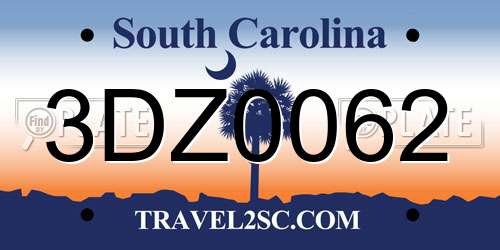 3DZ0062 South Carolina License Plate