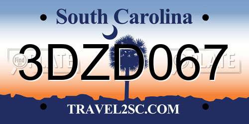3DZD067 South Carolina License Plate