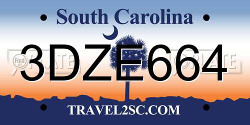 3DZE664 South Carolina License Plate