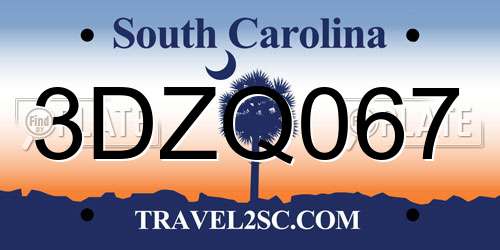 3DZQ067 South Carolina License Plate