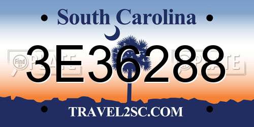 3E36288 South Carolina License Plate