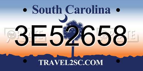 3E52658 South Carolina License Plate
