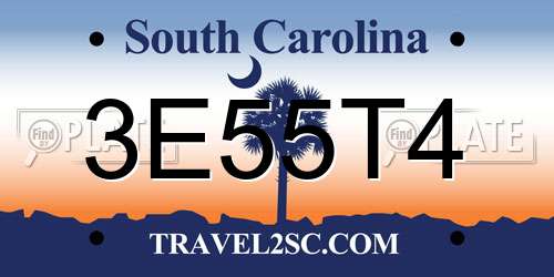 3E55T4 South Carolina License Plate