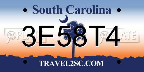 3E58T4 South Carolina License Plate