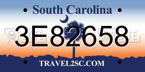 3E82658 South Carolina License Plate