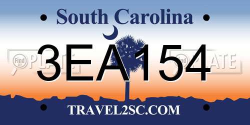 3EA154 South Carolina License Plate