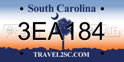 3EA184 South Carolina License Plate