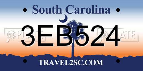 3EB524 South Carolina License Plate