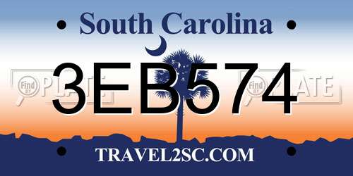 3EB574 South Carolina License Plate