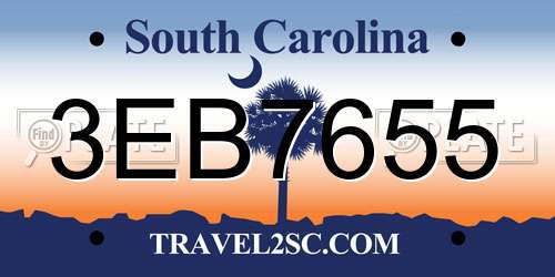 3EB7655 South Carolina License Plate