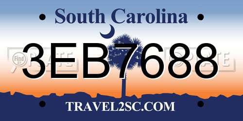 3EB7688 South Carolina License Plate