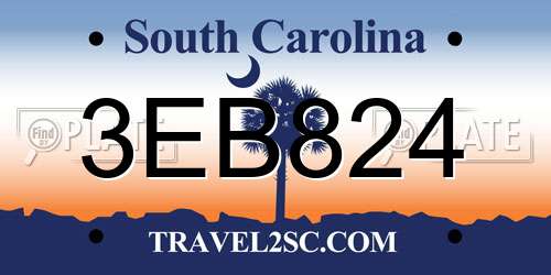 3EB824 South Carolina License Plate