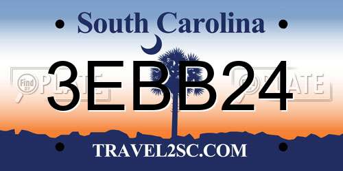 3EBB24 South Carolina License Plate