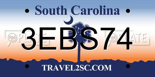 3EBS74 South Carolina License Plate
