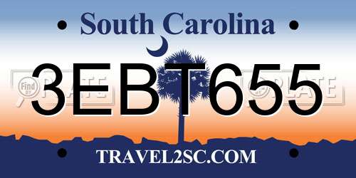 3EBT655 South Carolina License Plate