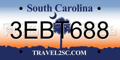 3EBT688 South Carolina License Plate