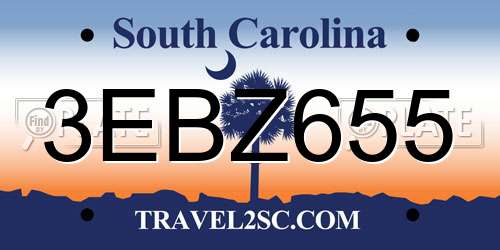 3EBZ655 South Carolina License Plate