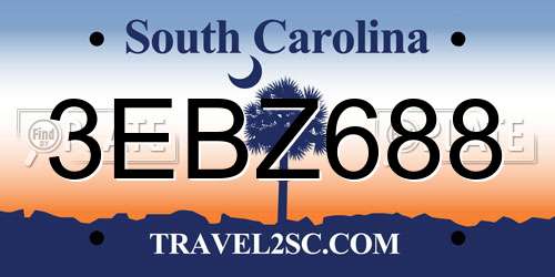 3EBZ688 South Carolina License Plate