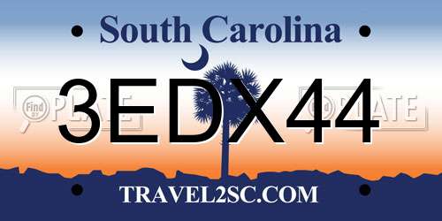 3EDX44 South Carolina License Plate